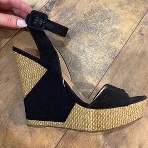 JustFab Black Wedges, Size 9